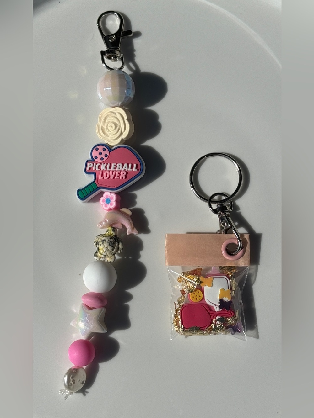 Pink Pickleball Lover Beaded Keychain Set BTJ